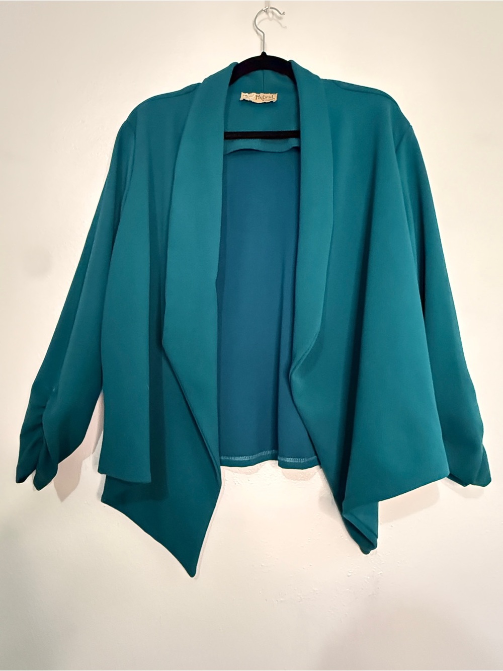Hybrid & Co. Teal Women's Open Front Draped Jacket. Sz 2X.